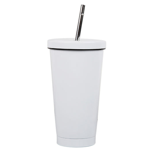 Sublimation tumbler screw lid and metal straw